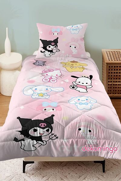 dekomingo Sanrio Pink Character Baby and Children's Room Quilted Quilt