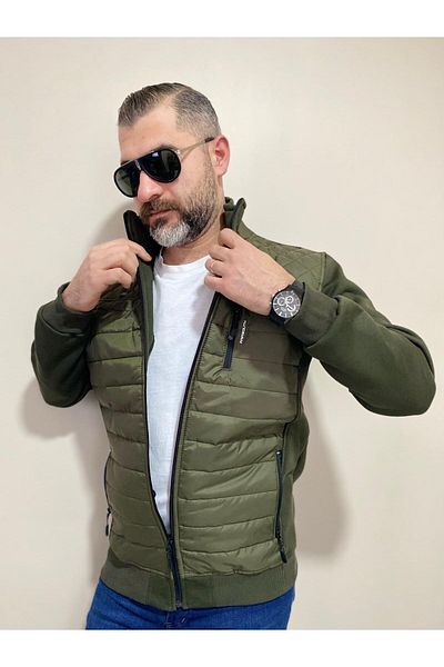BENESSE Μπουφάν και παλτό με τρεις κλωστές με καπιτονέ ζιβάγκο μπροστά