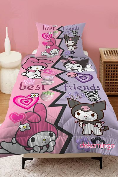 dekomingo Best Friends Kuromi My Melody Baby and Children's Room Kapiteon Yorgан