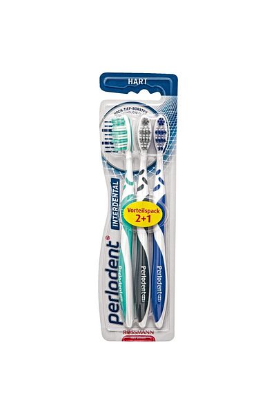 ROSSMANN Perlodent Med 3-Piece Hard Toothbrush Set