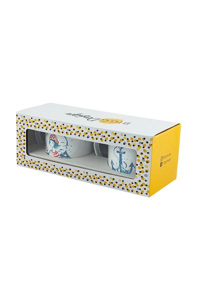 ANEMOSS Sailor Girl And Anchor Enamel Mugs Set Pack Of 2