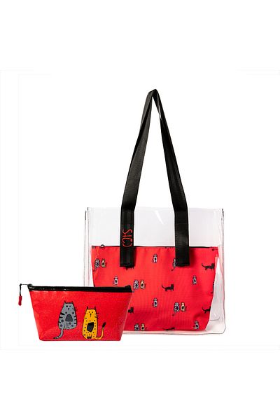 Biggdesign Cats Clear Bag And Travel Makeup Bag