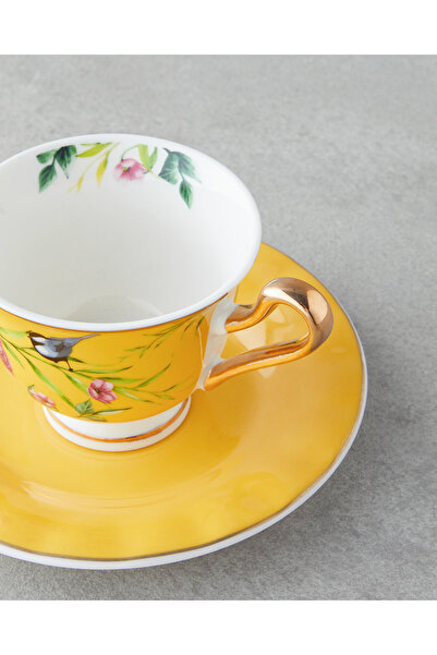 English Home Vanilla Mood New Bone China 12 Parça 6 Kişilik Kahve Fincan Takımı 90 ml Sarı