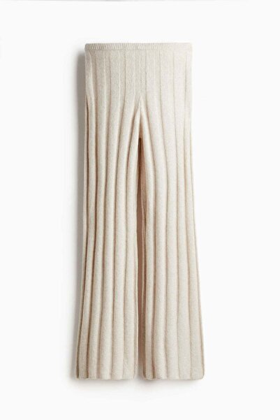 H&M Wool-blend rib-knit trousers