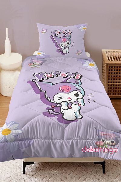 dekomingo Flowery Lila Kuromi̇ Baby and Kids Room Quilted Quilt