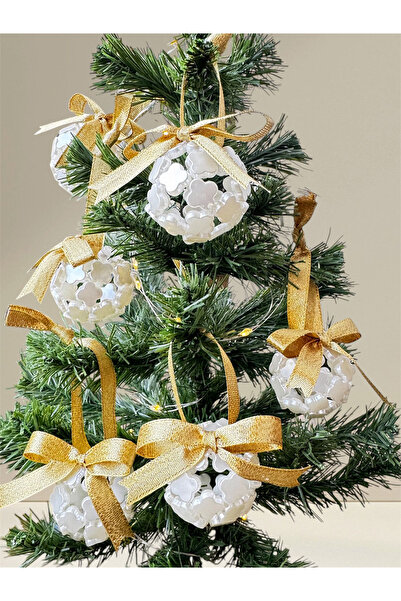 ZAP 6 قطع زينة شجرة عيد الميلاد - البرسيم، لون أبيض لعيد الميلاد 3 سم