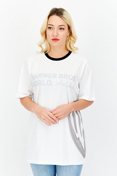 Warner Bros Women Crew Neck Short Sleeve Graphic T-shirt, White