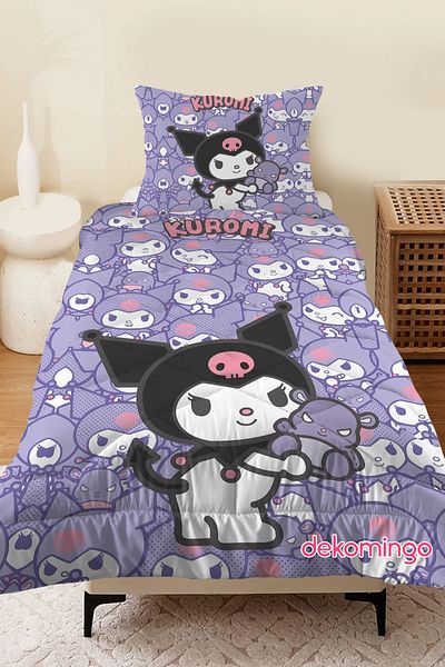 dekomingo Purple Patterned Soot Quilted Yorgan