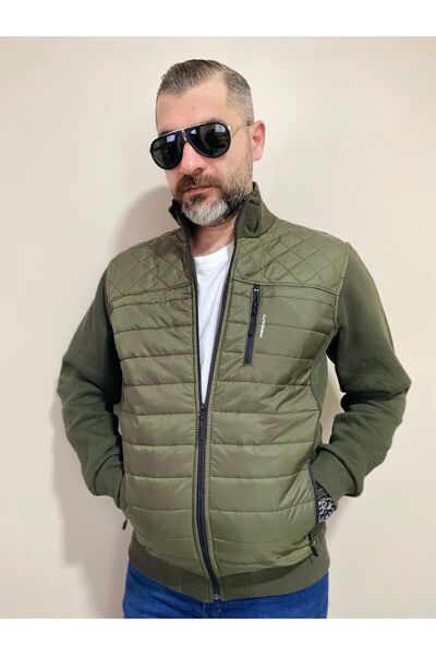 BENESSE Balıkçı Yaka Önü Kapitoneli Fermuarlı Üç İplik Ceket & Mont