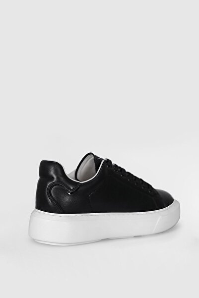 Lufian Hakiki Deri Bağcıklı Comfort Taban Kadın Sneaker Ayakkabı Siyah Beyaz
