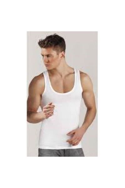 EKAY Men's Thick Strap White Undershirt Set of 6