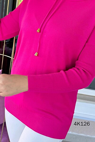 İnce Topuk Hooded Knitwear Blouse 4K126