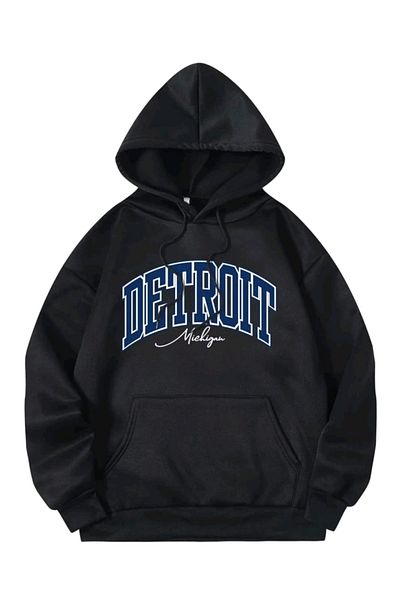 FAVORİST Суичър с качулка и качулка с принт на Detroit
