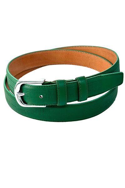 Süzer Deri Roys Leather B810 - Green Genuine Leather Nickel Buckle, Stitched Women's Belt - 3 Cm