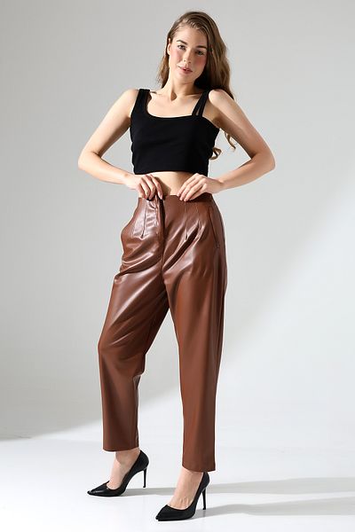 winmoda Faux Leather Trousers Cigarette