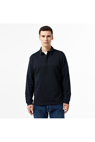 Nautica Erkek Siyah Uzun Kollu Polo Yaka T-Shirt