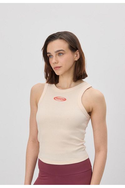 TUBİA Γυναικεία κρεμ μπλούζα Pacific Embroidery με στάμπα με μηδέν μανίκια