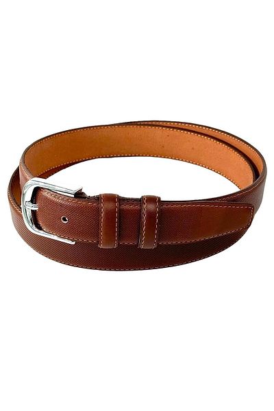 Süzer Deri Дамски колан Roys Leather 3 см - никелирана катарама, прошит, кафяв, естествена кожа B809