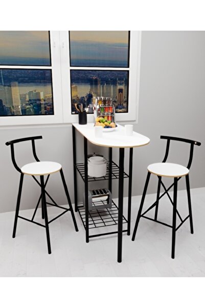 Güzelkan 2 Kişilik Mutfak Masası Mutfak Bar Masa Sandalye Takımı Katlanır Bar...