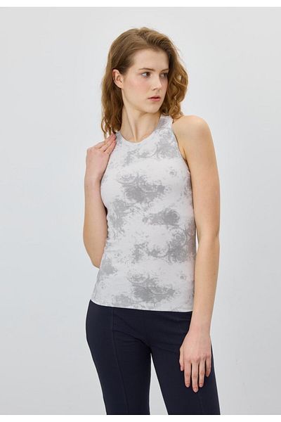 TUBİA Women's Gray Tie-Dye Zero Sleeve Blouse