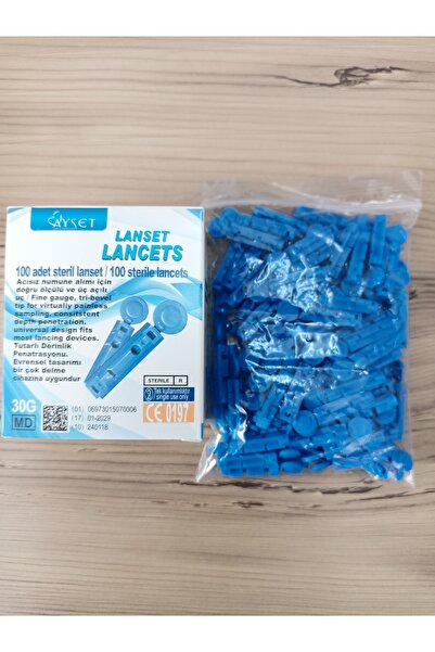 Ayset 100'lü Lancet 100 Adet Steril Lancet 30g