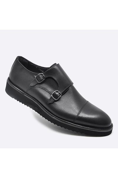 Fosco Men's Black Genuine Leather Casual Shoes - 7605 46
