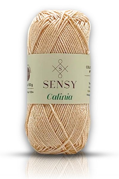 SENSY Calinia 100% قطن مرسيريزد - حبل دانتيل كروشيه جيزا ذهبي بلون الجلد