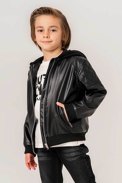 Gold Class Kidswear Кожено яке с качулка и джоб с цип за момче