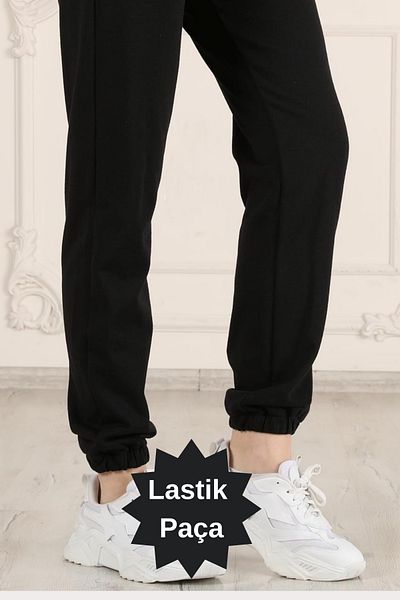 Seamoda Pantaloni de sport negri Jogger cu talie înaltă