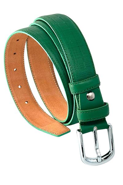Süzer Deri Roys Leather B810 - Green Genuine Leather Nickel Buckle, Stitched Women's Belt - 3 Cm