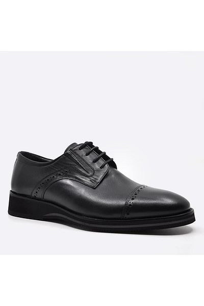 Fosco Black Genuine Leather Men's Casual Shoes - 3143 46