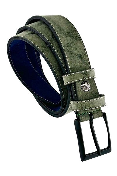 Süzer Deri Green Faux Leather Stitched 3 Cm. Lik Waiter Belt - G10