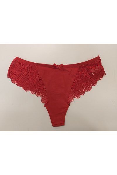 ZAYA Women's Red Lace Pleated Thong