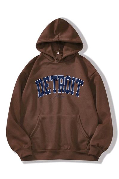 FAVORİST Суичър с качулка и качулка с принт на Detroit