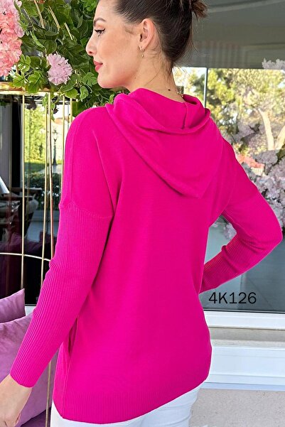 İnce Topuk Hooded Knitwear Blouse 4K126