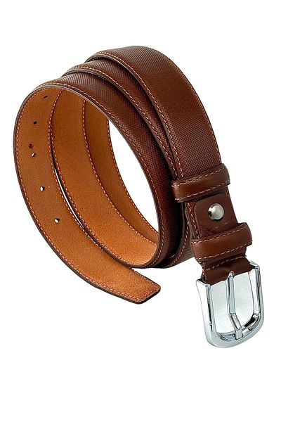 Süzer Deri Дамски колан Roys Leather 3 см - никелирана катарама, прошит, кафяв, естествена кожа B809