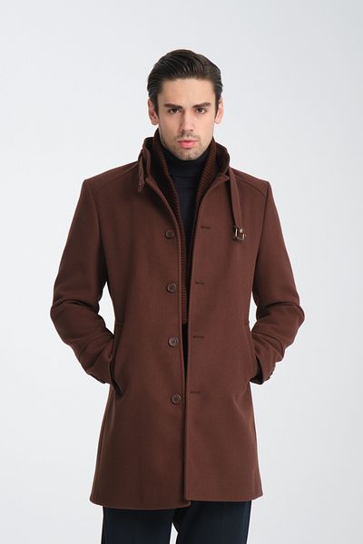Frappoli Ανδρικό παλτό με χοντρή κοπή - Ριμπ γιακά, Standard Fit