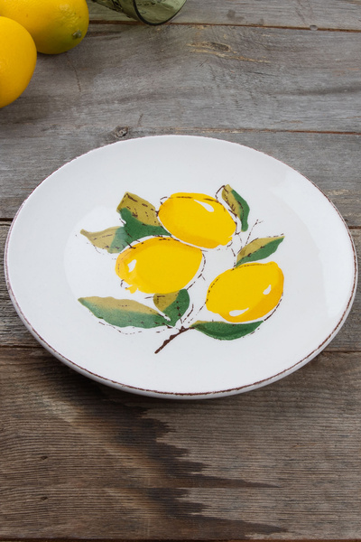 Bev Kitchen Limon Desen El Yapımı 6'lı Pasta Tabağı 21 Cm