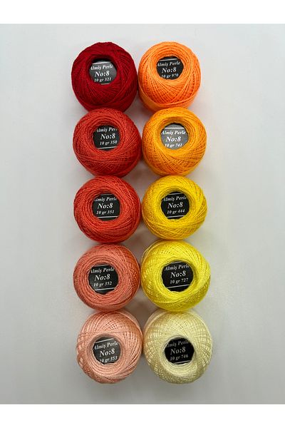 ALMİŞ Alış Perle Etamin-Cross Stitch 10-Piece Thread Set (10 Gr-No:8)