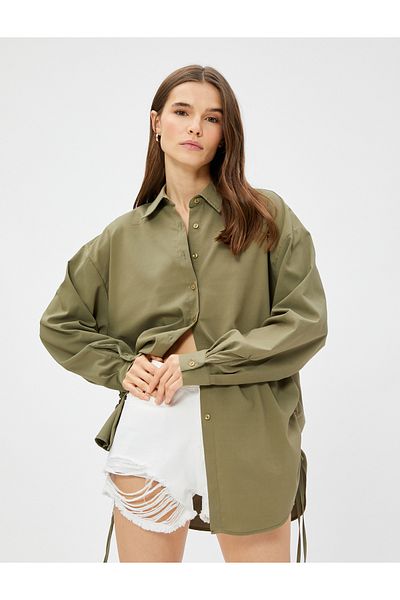 Koton Oversize Shirt with Gather Detail on the Sides