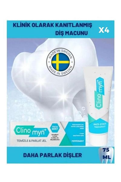 Clinomyn 75 ml X 4 Pieces Fresh Teeth Whitening and Brightening Gel Toothpaste