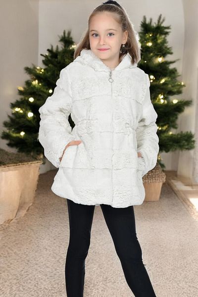 EYLÜL EZGİ BUTİK Girl's Lined Plush Coat Coat