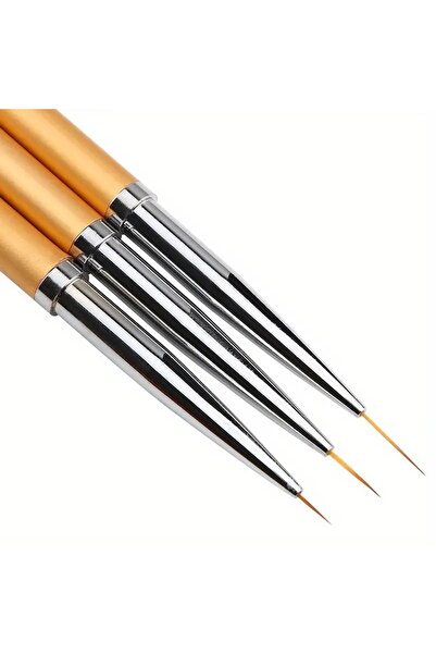 Sanathobi Detay Fırçası-ince Uçlu Fırça-tırnak Süsleme Fırça Seti-desen Fırçası, Altın Fırça Seti-3 Ad