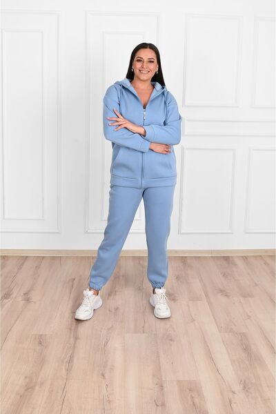 CC STORE Kadın 3 Iplik Şardonlu Ikili Büyük Beden Takım CC STORE