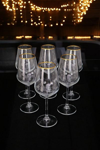 Digithome 350 Cc 6-Piece Glass with Gilded Stands C1-1-139