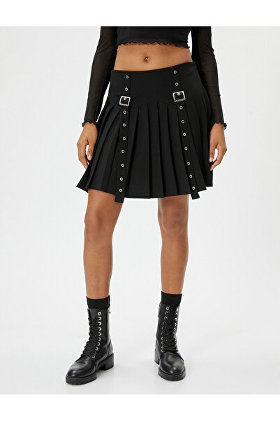 Koton Mini Pileli Etek Beli Saran Dikine Kemer Aksesuar Detaylı Rahat Kalıp