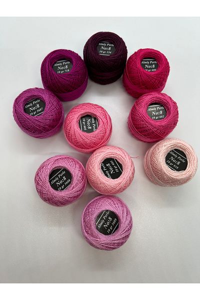 ALMİŞ Alış Perle Etamin-Cross Stitch 10-Piece Thread Set (10 Gr-No:8)