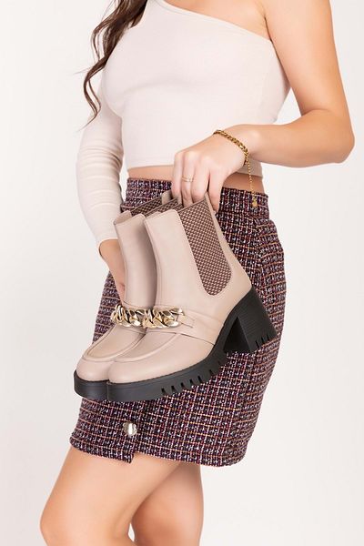 Gondol Cizme elegante din piele naturală cu toc gros și talpă din cauciuc - 1553