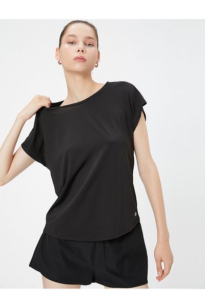 Koton Tricou sport, cu croiala relaxată, cu mânecă liliac cu gât rotund