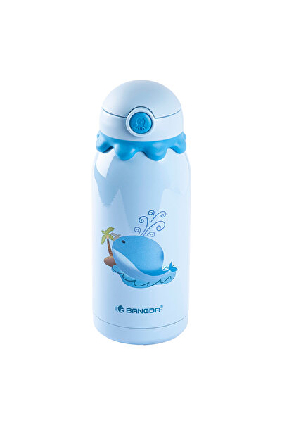 Tantitoni MAVİ PASLANMAZ ÇELİK YUNUS DESENLİ ÇANTALI ÇOCUK TERMOSU 600ML